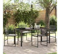 vidaXL Set di mobili da pranzo da giardino , 5 pezzi, con cuscini neri in rattan sintetico.