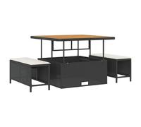 vidaXL Set di Mobili da Pranzo Nero e Panna Sgabelli Imbottiti e Tavolo Rettangolare per Balcone e Patio, Mobili Estivi 4, Design in Rattan Elegante e Resistente, Esperienza in Giardino, Estetica