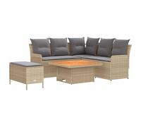 vidaXL Set di mobili in rattan sintetico, 5 pezzi, beige e grigio chiaro, set di mobili moderni con gambe regolabili, divano in PE rattan per interni ed esterni, mobili durevoli per giardino