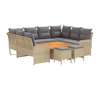 vidaXL Set di mobili in rattan sintetico, 8 pezzi, beige e grigio chiaro, set di mobili moderni con gambe regolabili, divano in PE rattan per interni ed esterni, mobili durevoli per giardino
