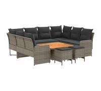 vidaXL Set di mobili in rattan sintetico, 8 pezzi, grigio e grigio scuro, set di mobili moderni con gambe regolabili, divano in PE rattan per interni ed esterni, mobili durevoli per giardino