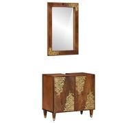 vidaXL Set di Mobili per Bagno 2 Pezzi Legno Massello di Mango