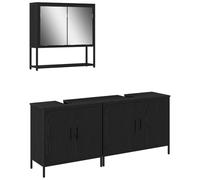vidaXL Set di Mobili per Bagno 3 Pezzi Rovere Nero Legno Ingegnerizzato per Storage e Organizzazione Armadi Montati a Muro Soluzioni Contemporanee e Moderne Mobile Lavabo Specchio Salvaspazio Resist