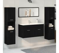 vidaXL Set di Mobili per Bagno a 4 Pezzi in Legno Ingenerizzato Nero