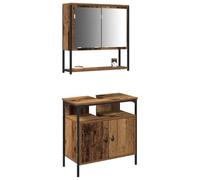 vidaXL Set di mobili per Il Bagno 2 PCS Marrone Legno Multistrato, Set Bagno, mensole Moderne, mobili Duraturi, Mobile lavabo, soluzioni salvaspazio per spazi ordinati