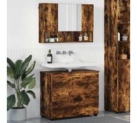 vidaXL Set di mobili per il bagno 2 pcs Rovere fumo 76.5 x 35 x 64 cm