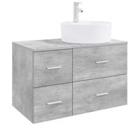 vidaXL Set di mobili per il bagno 2 pz Grigio Cemento