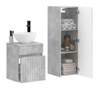 vidaXL Set di mobili per il bagno 2 pz Grigio Cemento