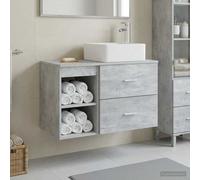 vidaXL Set di mobili per il bagno 2 pz Grigio Cemento
