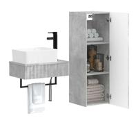 vidaXL Set di mobili per il bagno 2 pz Grigio Cemento