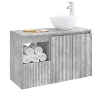 vidaXL Set di mobili per il bagno 2 pz Grigio Cemento