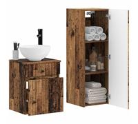 vidaXL Set di mobili per il bagno 2 pz Legno antico 33 x 34,5 x 100 cm