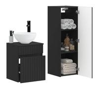 vidaXL Set di mobili per il bagno 2 pz Nero 33 x 34,5 x 100 cm