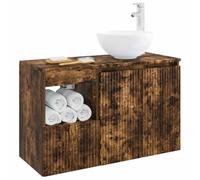 vidaXL Set di mobili per il bagno 2 pz Rovere Fumo