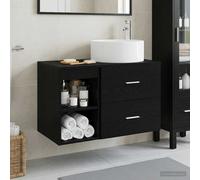 vidaXL Set di mobili da bagno, 2 pezzi, rovere nero, legno di ingegneria,