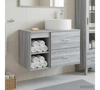 vidaXL Set di mobili da bagno, 2 pezzi, Sonoma grigio, legno di ingegneria,