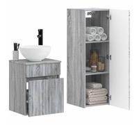 vidaXL Set di mobili per il bagno 2 pz Sonoma grigio