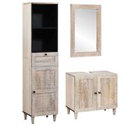 vidaXL Set di mobili per il bagno 3 pcs Bianco legno massello di mango