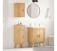 vidaXL Set di mobili per il bagno 3 pcs Marrone Legno massello di pino
