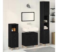vidaXL Set di mobili per il bagno 3 pcs Nero 30 x 30 x 180 cm
