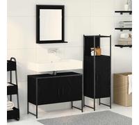 vidaXL Set di mobili per il bagno 3 pcs Nero 33 x 33 x 102.5 cm