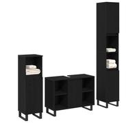 vidaXL Set di Mobili da Bagno 3 Pezzi Rovere Nero Legno Ingegnerizzato Armadi di Stoccaggio Eleganti per Organizzazione Moderna Soluzioni Ampie Design Durevole Funzionale
