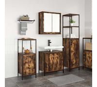 vidaXL Set di mobili per il bagno 3 pcs Rovere affumicato e Nero
