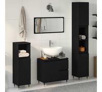 vidaXL Set di Mobili per il Bagno 3 pcs Rovere Nero 30 x 30 x 190 cm
