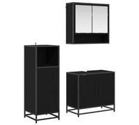 vidaXL Set di mobili per il bagno 3 pcs Rovere Nero Legno multistrato