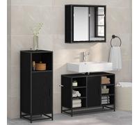vidaXL Set di mobili per il bagno 3 pcs Rovere Nero Legno multistrato