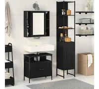 vidaXL Set di mobili per il bagno 3 pcs Rovere Nero Legno multistrato