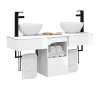vidaXL Set di mobili per il bagno 3 pz Bianco Lucido