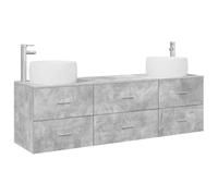 vidaXL Set di mobili per il bagno 3 pz Grigio Cemento