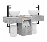vidaXL Set di mobili per il bagno 3 pz Grigio Cemento