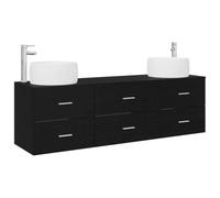 vidaXL Set di mobili per il bagno 3 pz Nero 49,5 x 44,5 x 66 cm