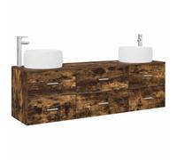 vidaXL Set di mobili per il bagno 3 pz Rovere Fumo 49,5 x 44,5 x 66 cm