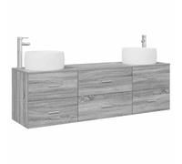 vidaXL Set di mobili per il bagno 3 pz Sonoma grigio