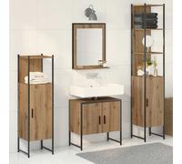 vidaXL Set di mobili per il bagno 4 pcs Marrone 33 x 33 x 185.5 cm