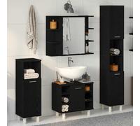 vidaXL Set di mobili per il bagno 4 pcs Nero 30 x 30 x 179.5 cm