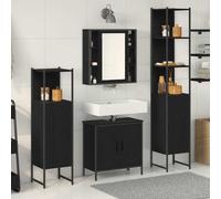 vidaXL Set di mobili per il bagno 4 pcs Nero 33 x 33 x 185.5 cm