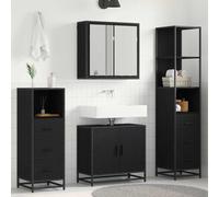 vidaXL Set di mobili per il bagno 4 pcs Rovere Nero Legno multistrato