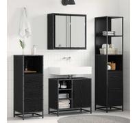vidaXL Set di mobili per il bagno 4 pcs Rovere Nero Legno multistrato