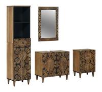 vidaXL Set di mobili per il bagno con cassetto con porta 4 pcs Marrone, Bagno, accessori moderni, design funzionale, arredo elegante, ottimizzazione spazio, aspetto contemporaneo, storage versatile