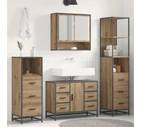 vidaXL Set di mobili per il bagno 4 pz Rovere artigianale
