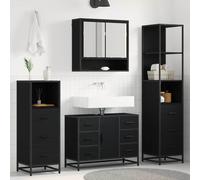 vidaXL Set di mobili per il bagno 4 pz Rovere Nero 80 x 33 x 60 cm