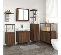 vidaXL Set di mobili per il bagno 5 pcs Marrone rovere e Nero