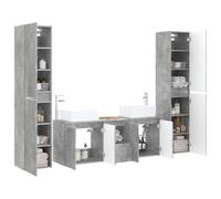 vidaXL Set di mobili per il bagno 5 pz Grigio Cemento