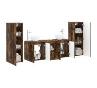vidaXL Set di mobili per il bagno 5 pz Rovere Fumo 33 x 34,5 x 100 cm