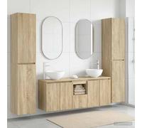vidaXL Set di mobili per il bagno 5 pz Rovere Sonoma