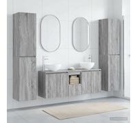 vidaXL Set di mobili per il bagno 5 pz Sonoma grigio